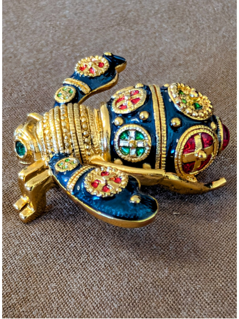 Joan Rivers Jeweled Imperial Bee Brooch Blue Enamel Rhinestone Insect Pin Signed - Picture 7 of 12